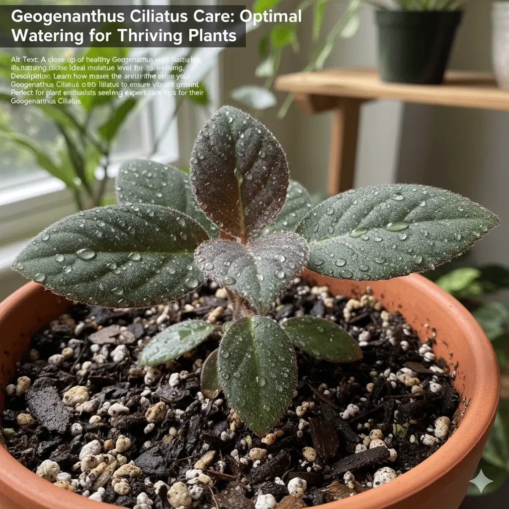 Geogenanthus Ciliatus Care with close-up of velvety leaves in natural indoor setting